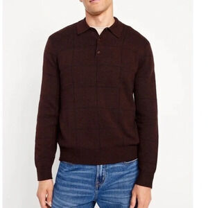 NWT Old Navy Men’s Polo Collared Long sleeve pullover sweater Large Burgundy